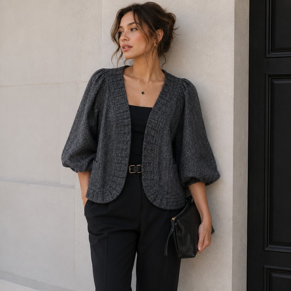 Leon Max‎ Limited Edition Tweed Blazer Women's L Wool Herringbone Avant Garde